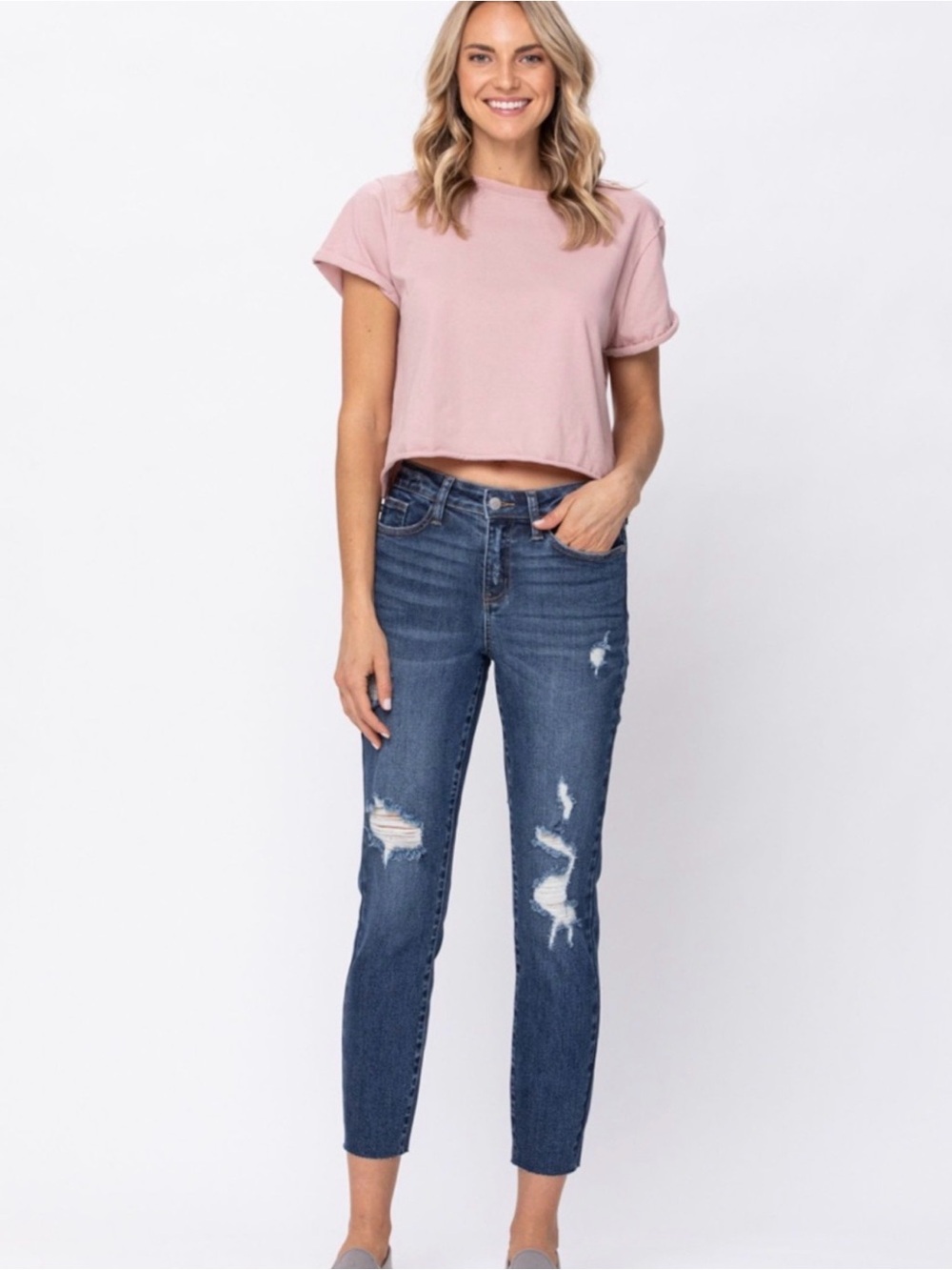 Judy Blue Dark Wash Distressed Skinny Jeans